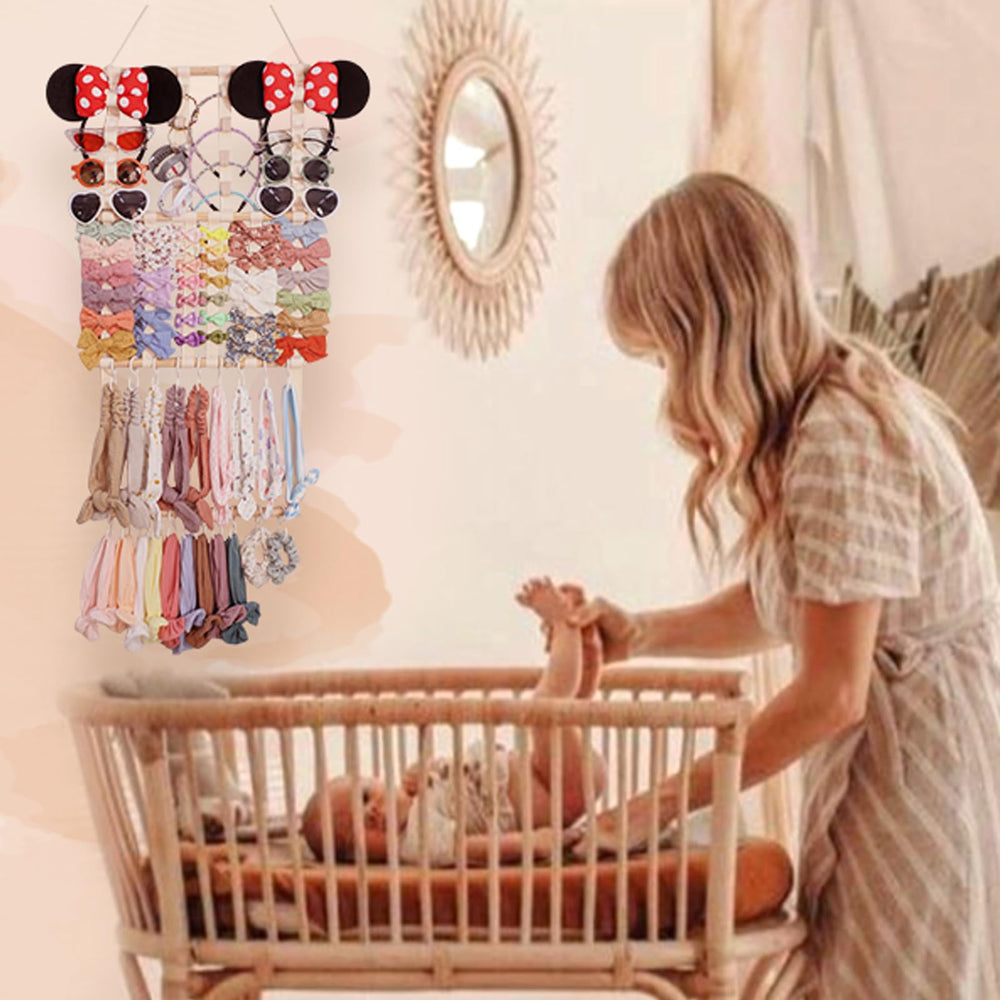 POVETIRE sunglasses and headbands rack reduces clutter in a tidy dresser.