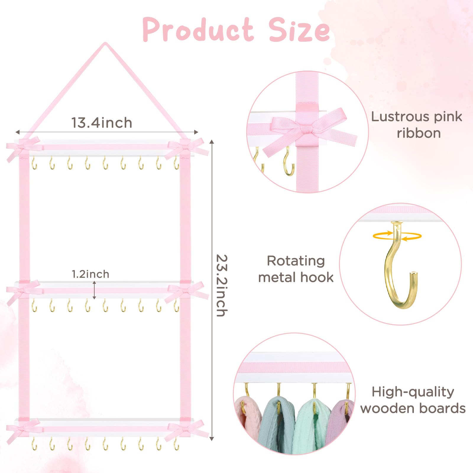 POVETIRE wall-mount hair accessory display helps nursery decor stay tidy and accessible