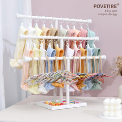 POVETIRE wooden bow organizer 3-tier highlights organized hair accessories