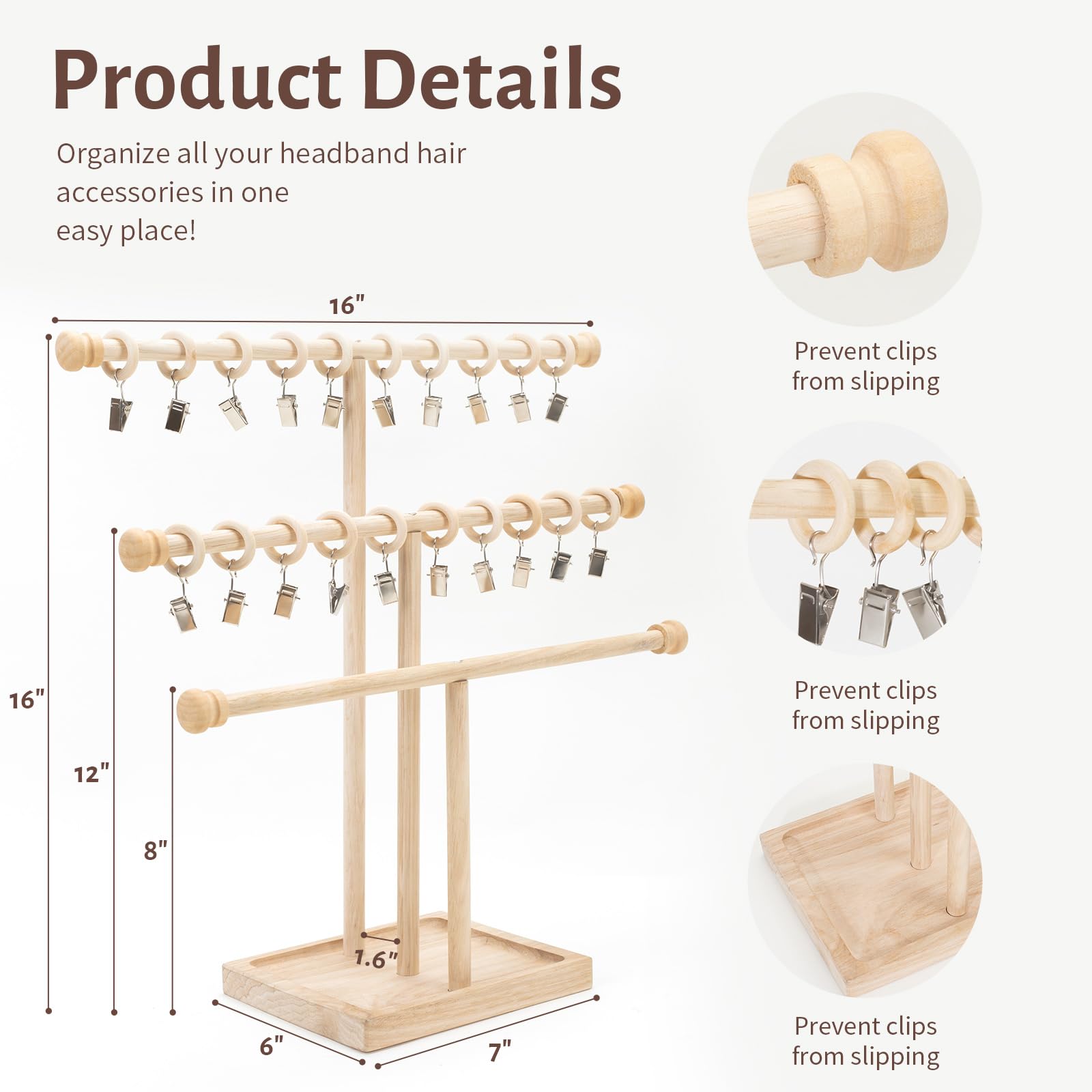 POVETIRE beechwood infant rack with square base for small items
