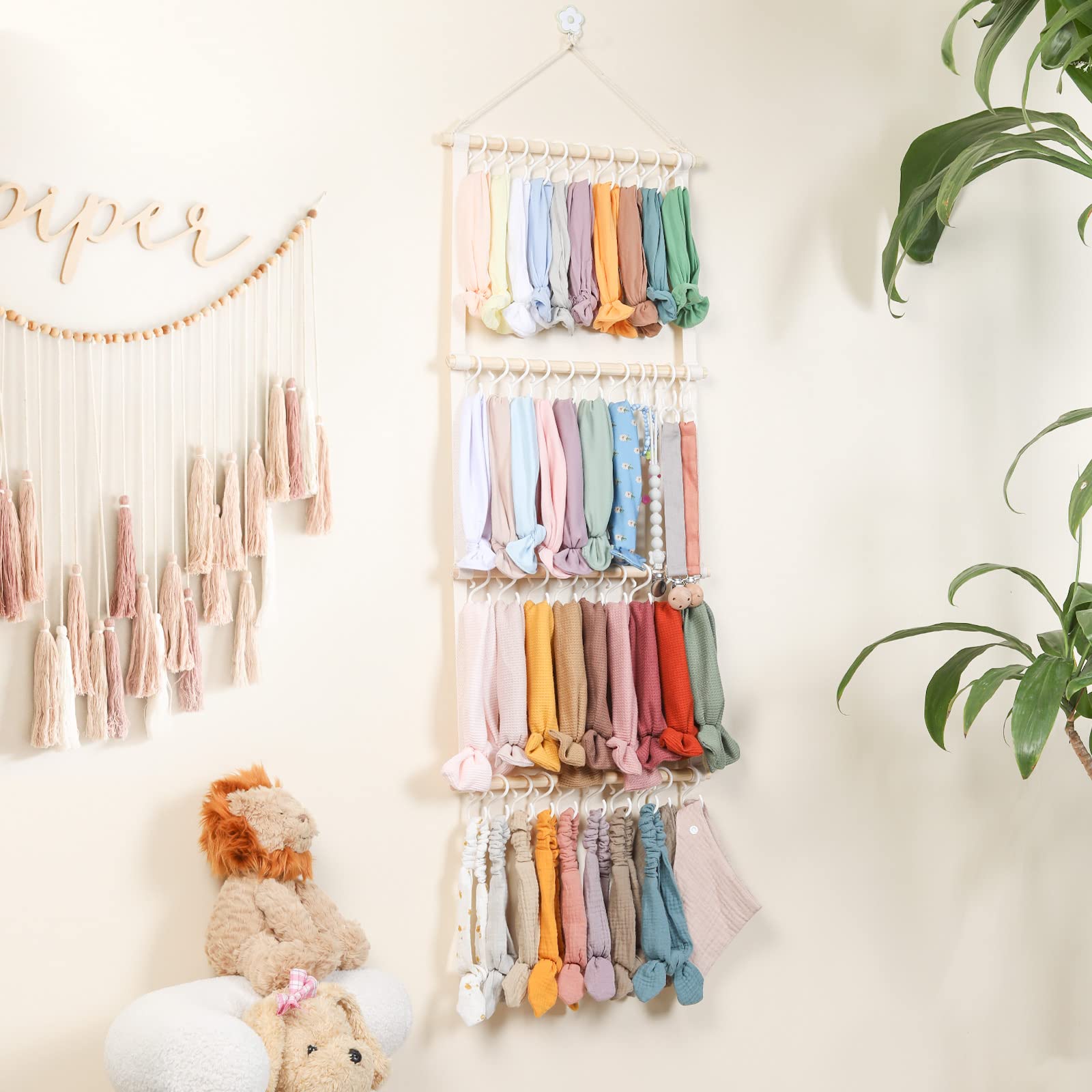 POVETIRE wooden sticks assembly ensures strong support for long-lasting headband storage.
