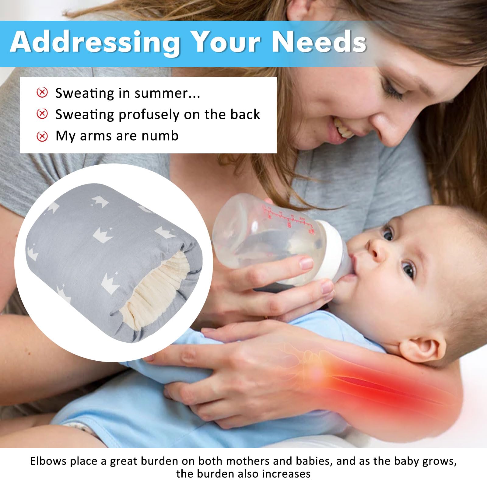 Povkufii Arm Pillow is washable for quick cleanup after feeds.