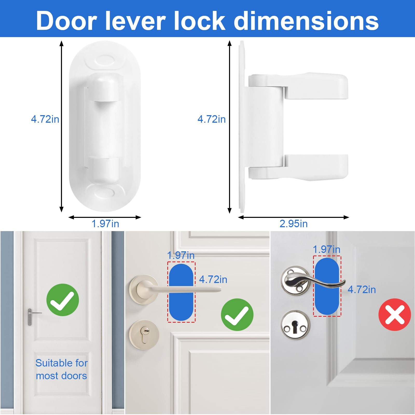 Povtulu baby-proof lever lock close-up highlights hidden button design.