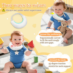 POWYS dual-wearing-around-neck promotes stability during learning to sit.