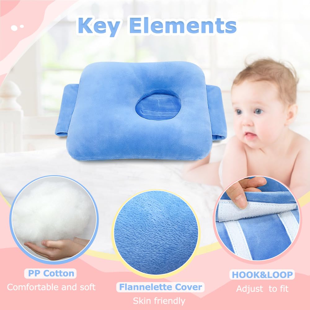 POWYS G Tube tummy time pillow belt detail demonstrates adjustable fit for growing babies.