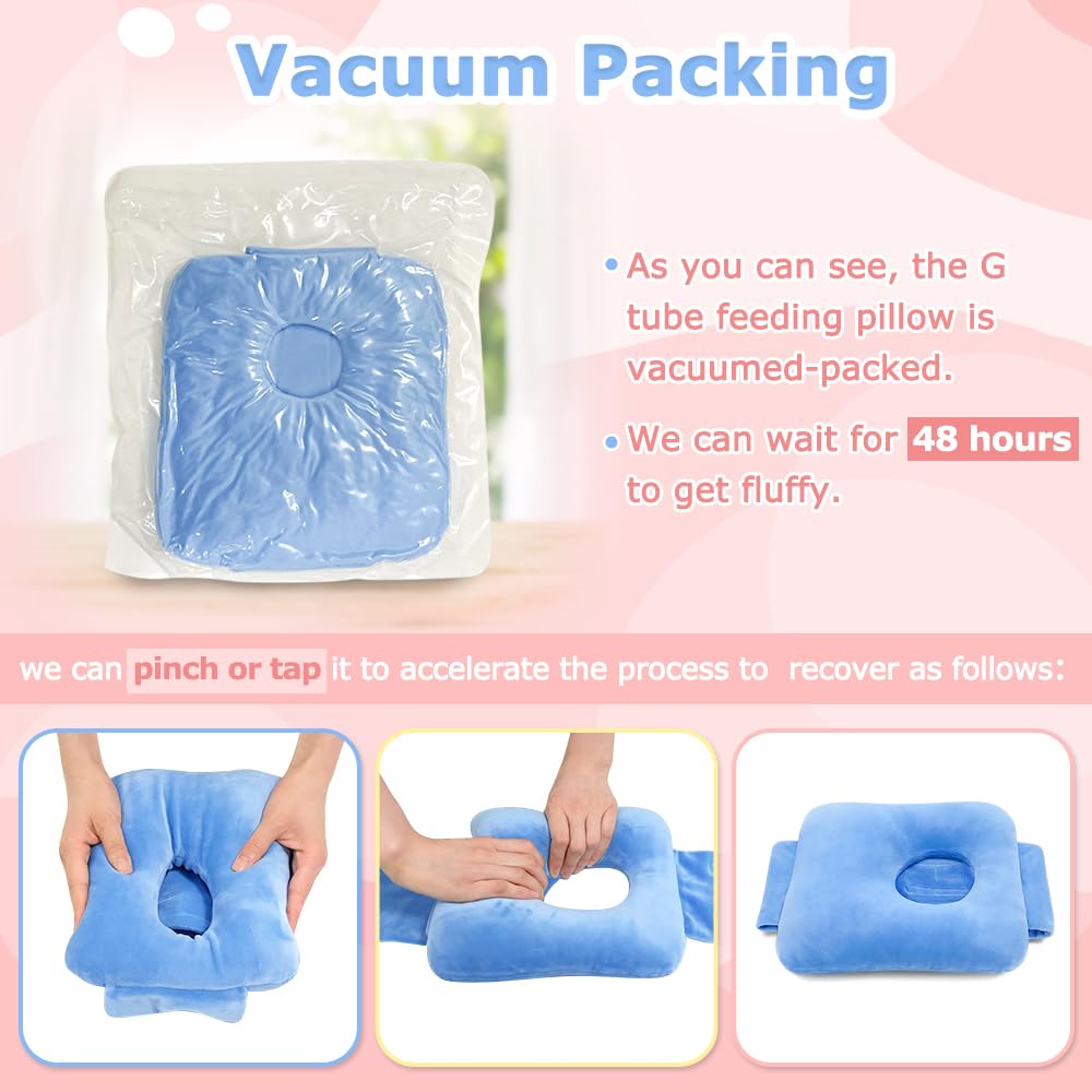 POWYS G Tube tummy time pillow in-use on floor demonstrates cozy tummy sessions.