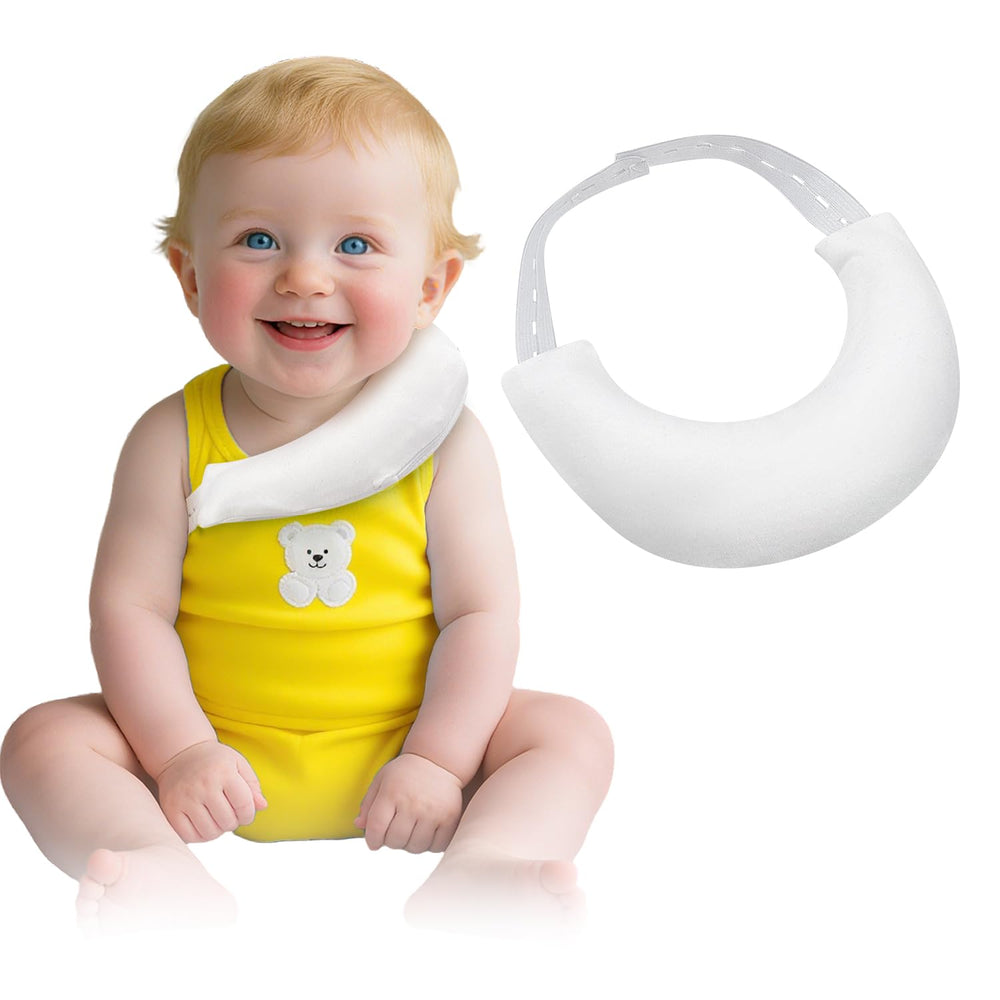 POWYS torticollis pillow with 8-hole adjustable system for customizable infant neck support.