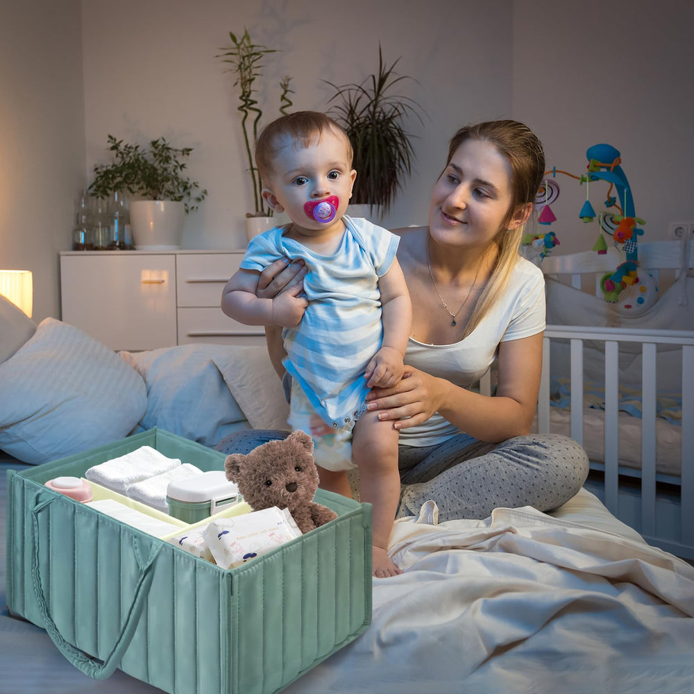 POXXU foldable baby caddy offers portable storage for car trips and travel.