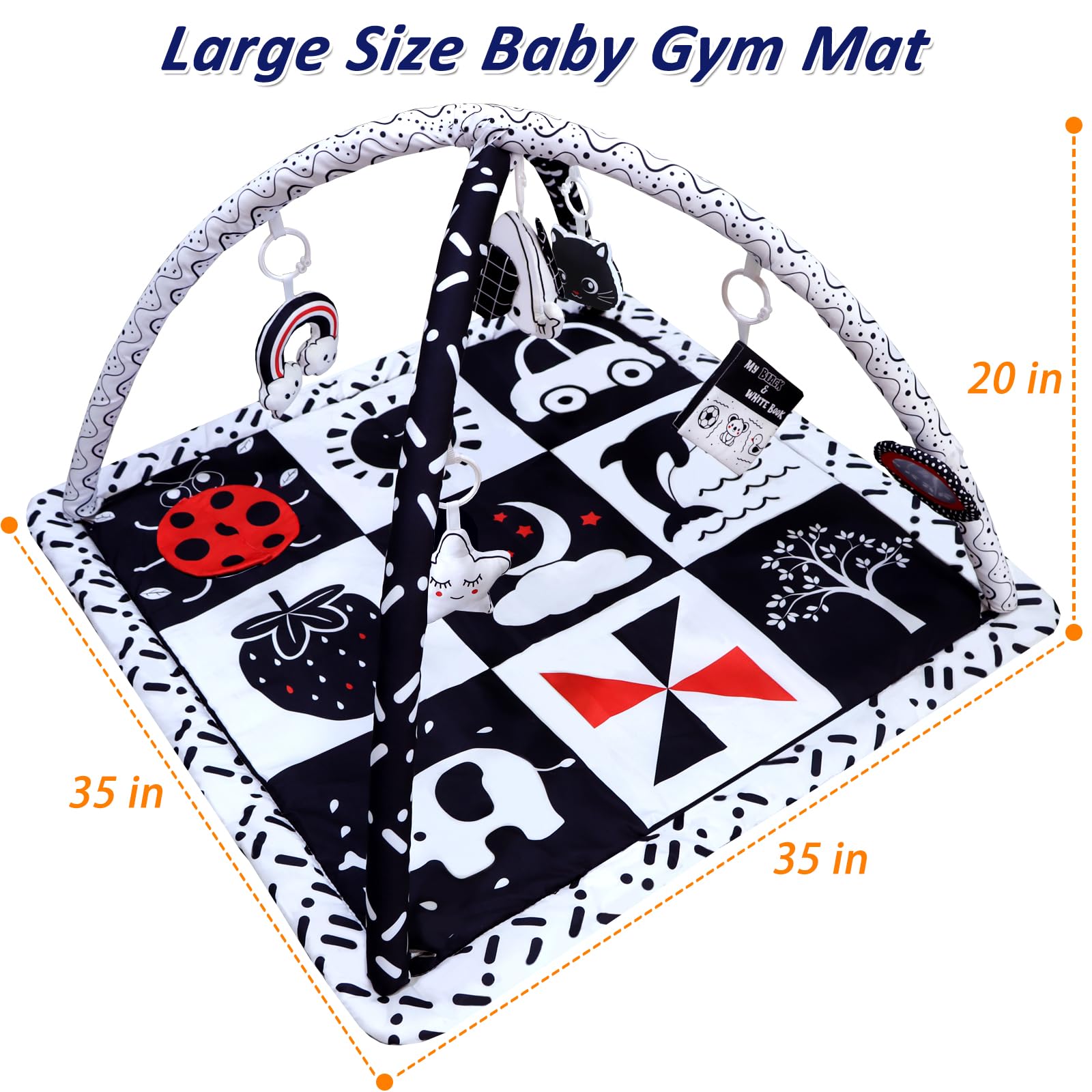 Poycuna 35x35 inch play mat provides ample tummy time space.