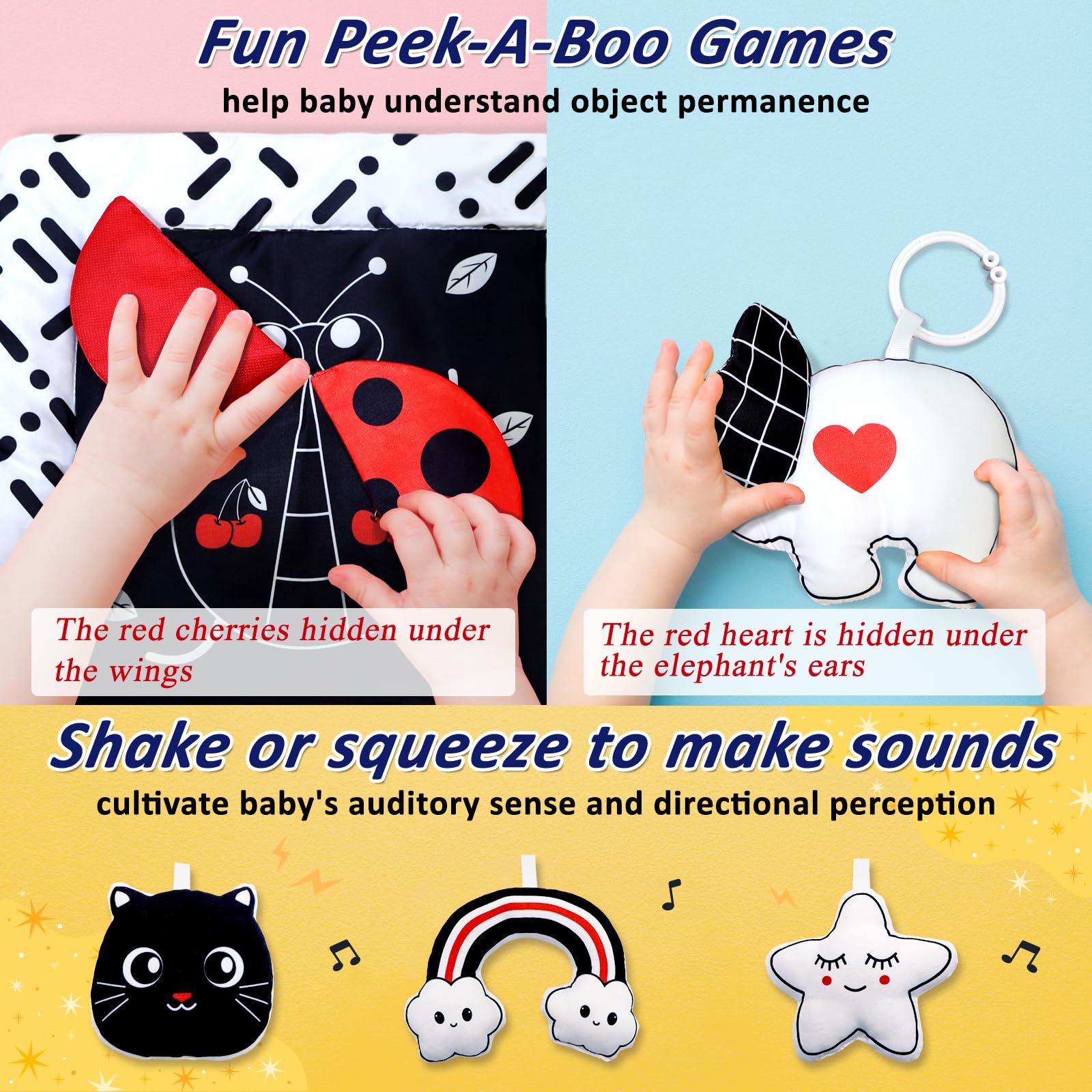 Poycuna black and white gym anti-slip backing helps stay in place during play.