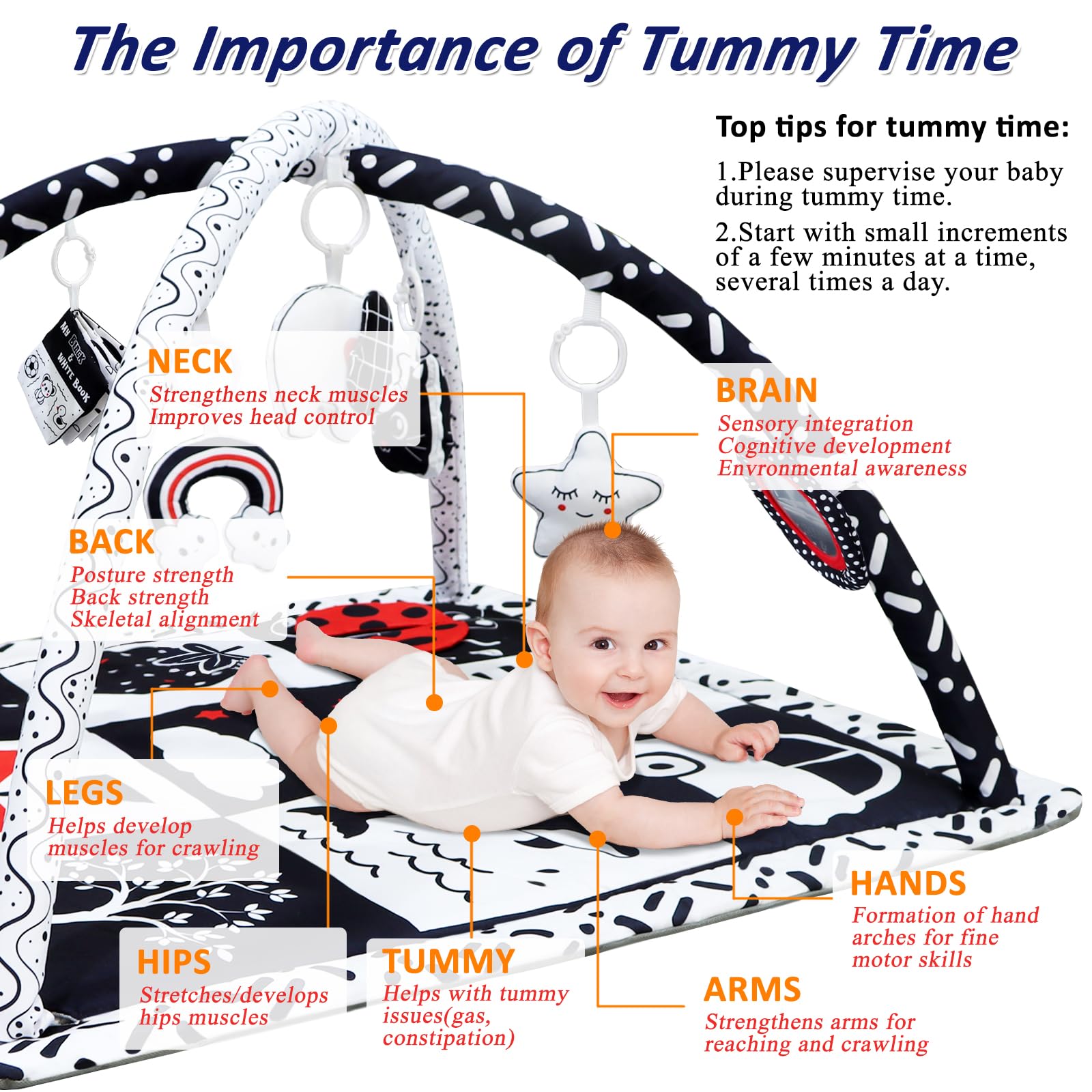 Poycuna black and white gym mirror toy encourages self-discovery.