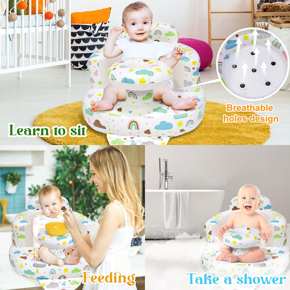 Poycuna inflatable baby seat backrest provides supportive, stable sitting.