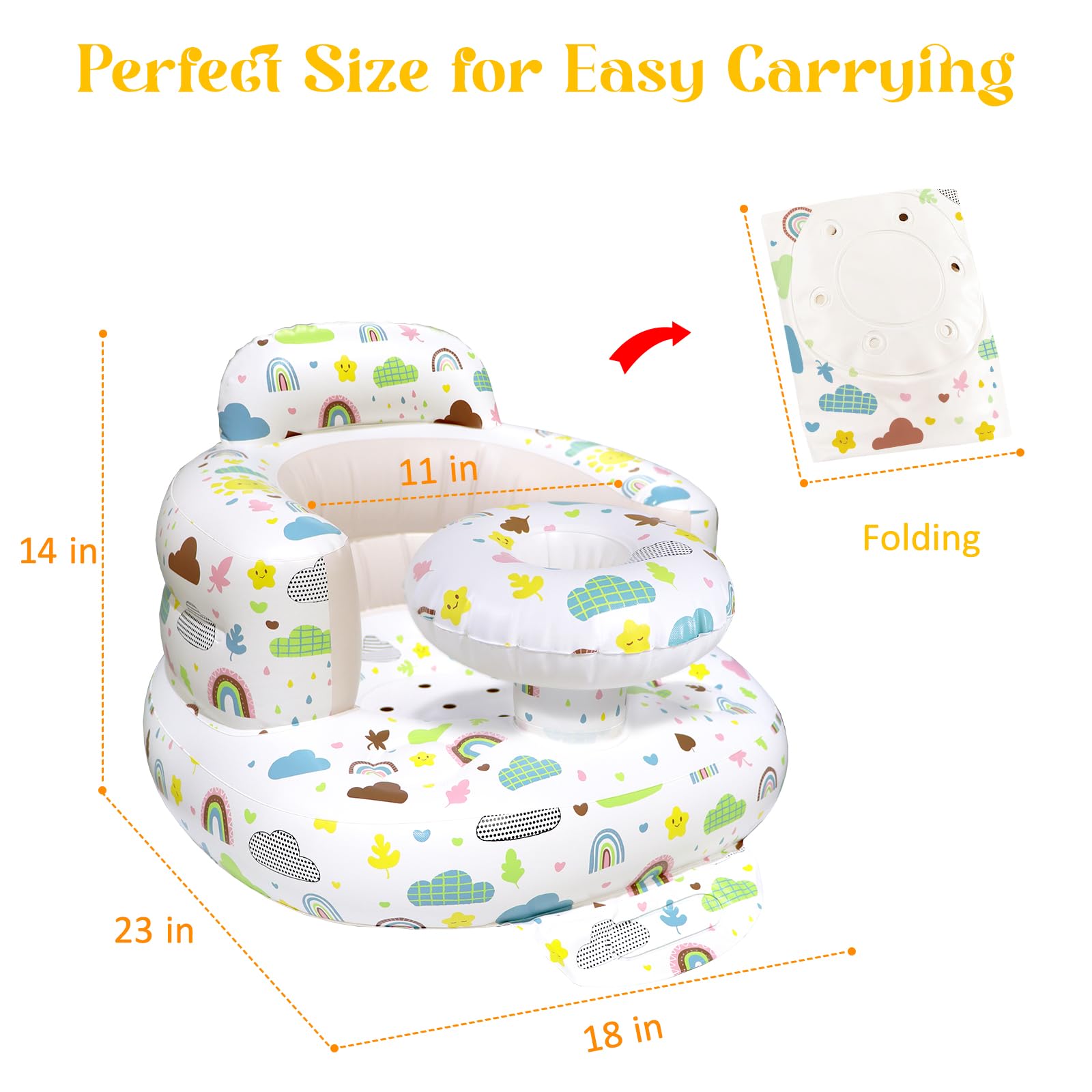 Poycuna inflatable baby seat outdoors for picnics and beach time.