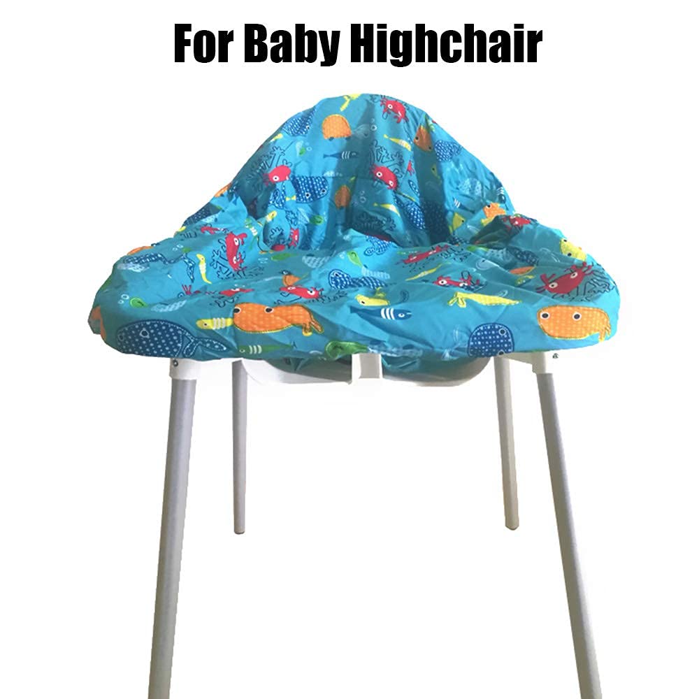 Pozico High Chair Cover fit image demonstrates versatile coverage for different seats.