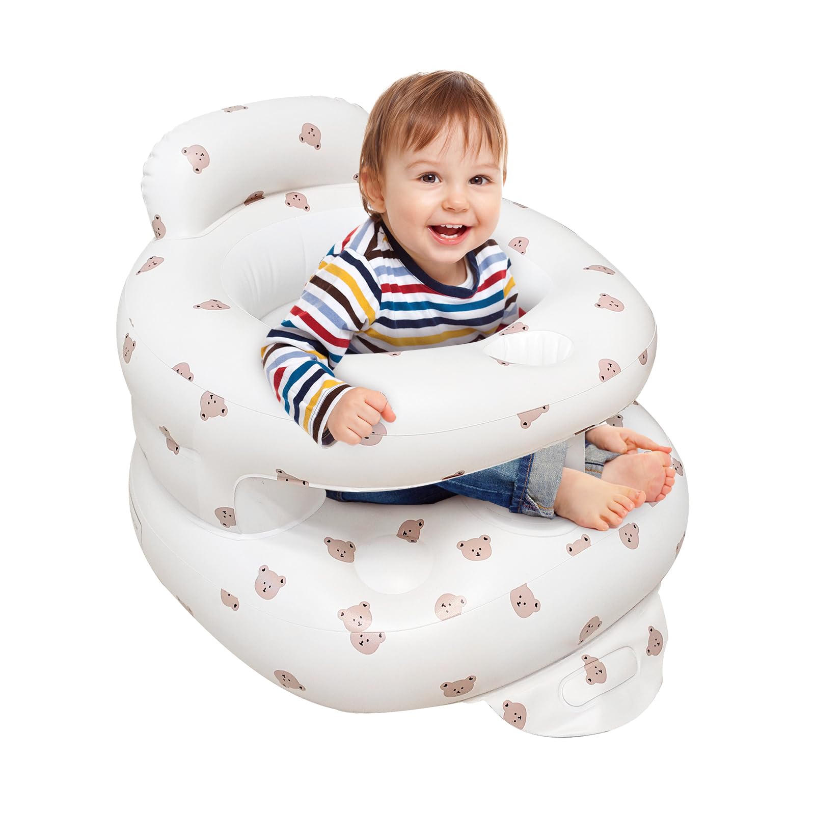 POZMTIORE inflatable baby seat Bear front view showing ergonomic backrest and safe design.