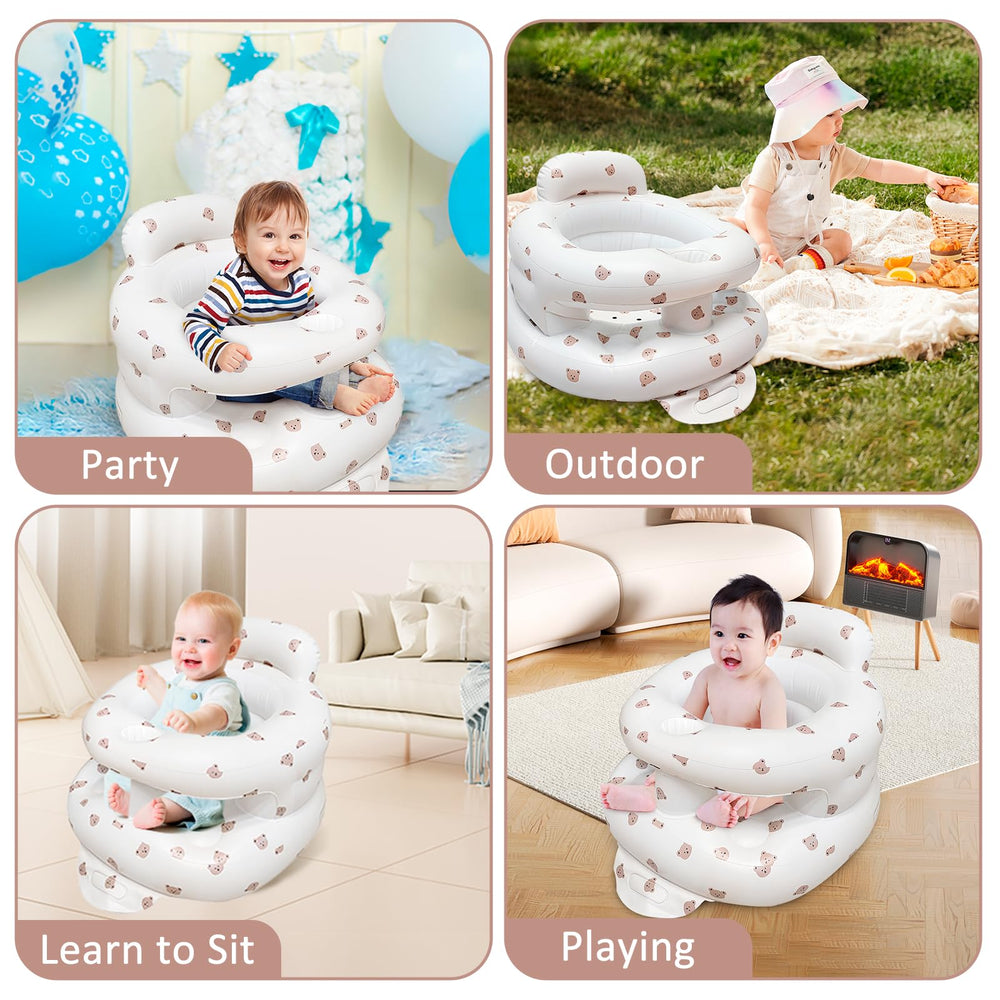 POZMTIORE Bear seat in multiple-use setup for feeding and playtime.