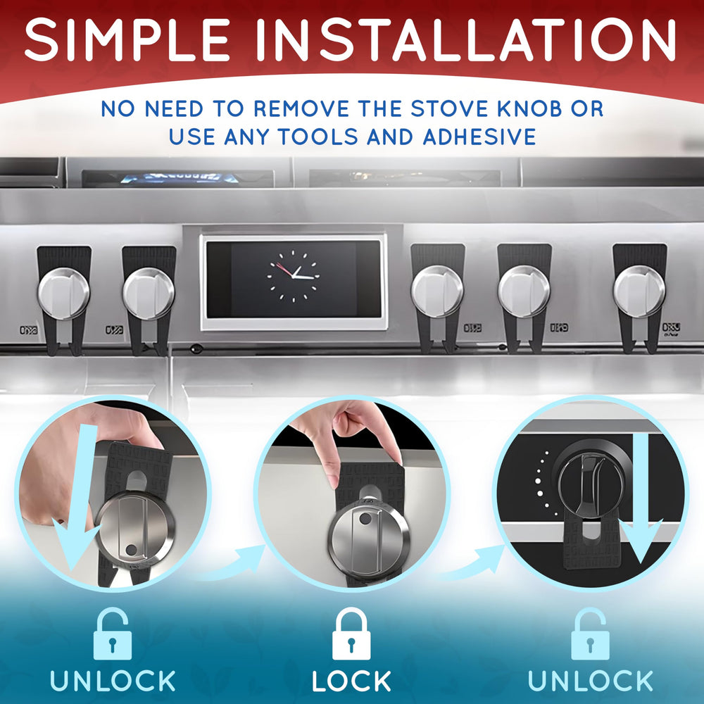 POZOZA stove knob locks easy installation without removing knobs.