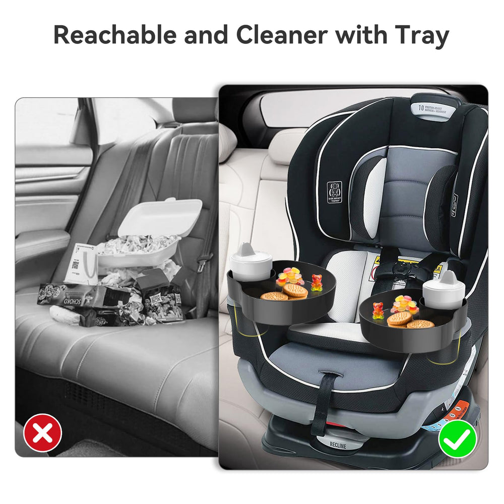 PPTSLID car seat snack tray installation demonstrates quick tool-free setup