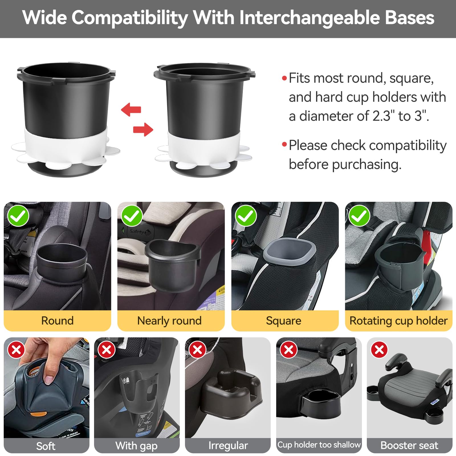 PPTSLID snack tray two bases enable secure, flexible cup holder fit