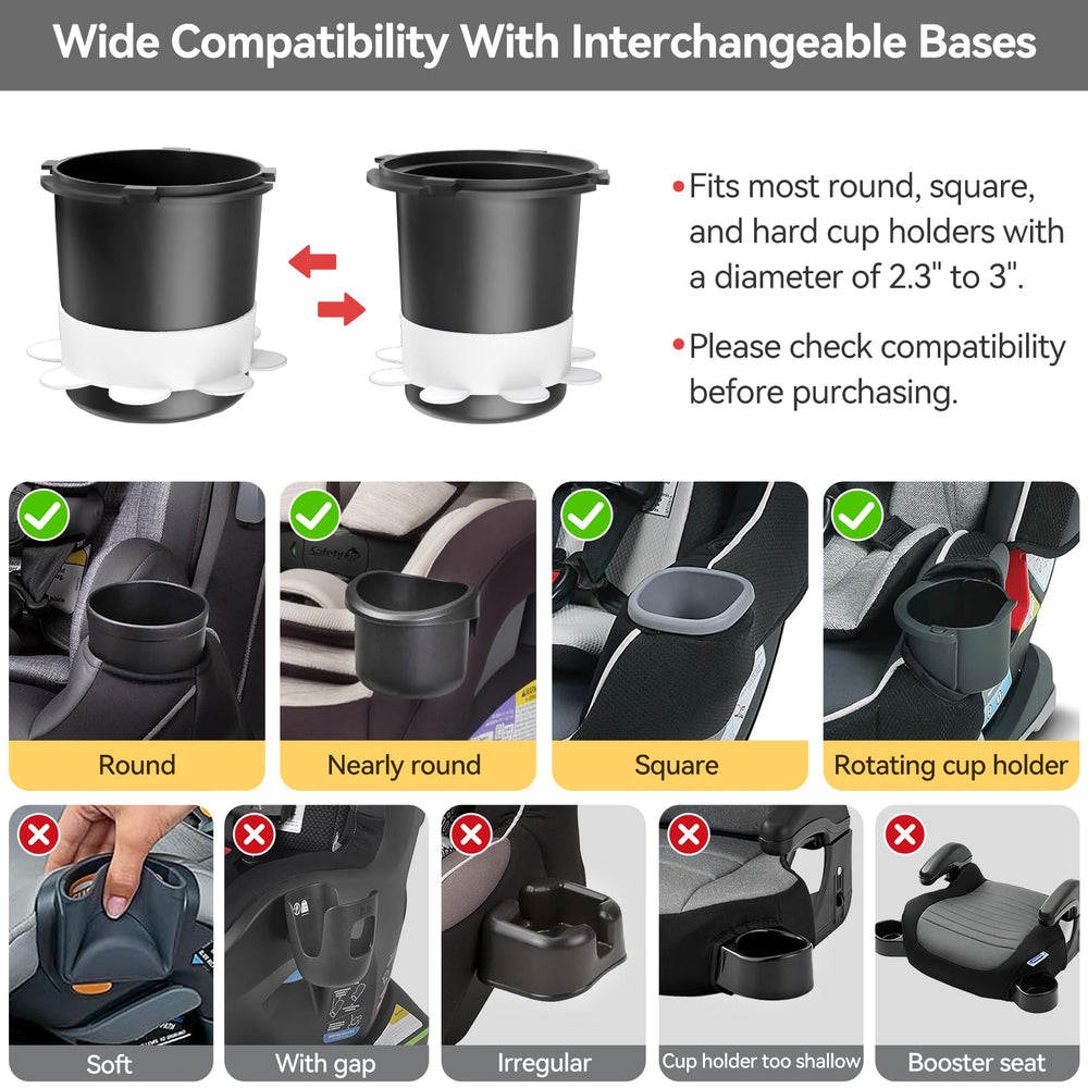 PPTSLID snack tray two bases enable secure, flexible cup holder fit