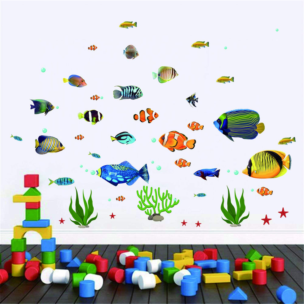 Prabahdak coral reef wall decal set brings color and depth to living spaces.