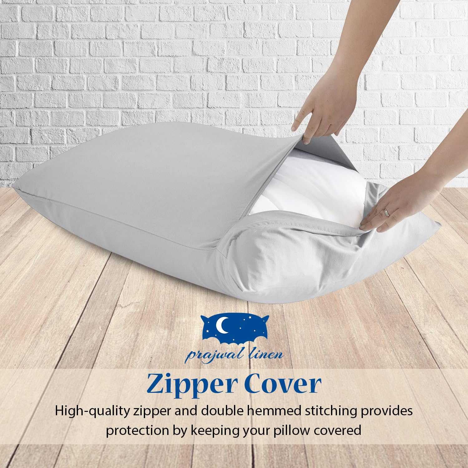Prajwal Linen pillowcase highlights durable stitching and long-lasting Egyptian cotton quality.
