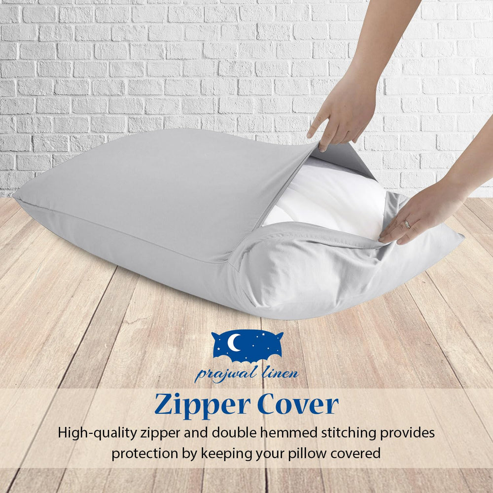 Prajwal Linen pillowcase highlights durable stitching and long-lasting Egyptian cotton quality.