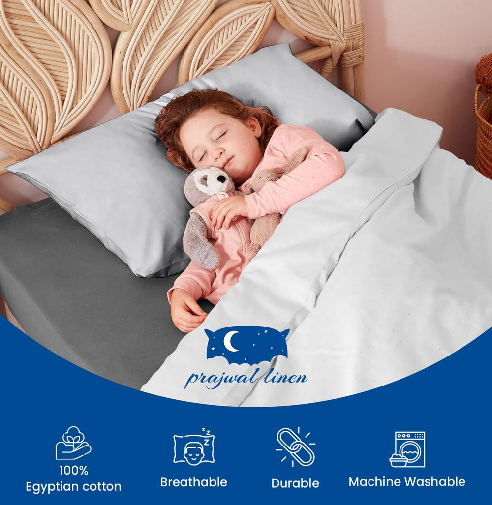 Prajwal Linen silver grey pillowcase demonstrates cool-to-the-touch luxury for toddler sleep.