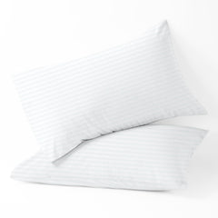 Prajwal Linen toddler pillowcase with zipper closure on white stripes offers secure fit