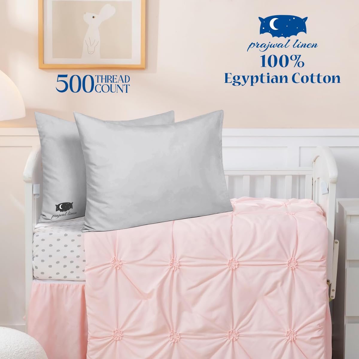 Prajwal Linen toddler pillowcase with zipper closure keeps pillows securely in place.