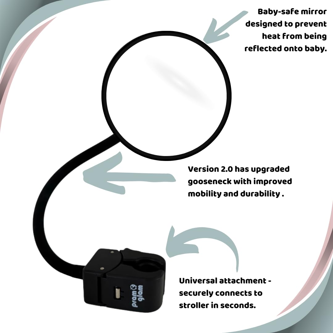Pramglam Original Stroller Mirror universal-compat fits most major stroller brands