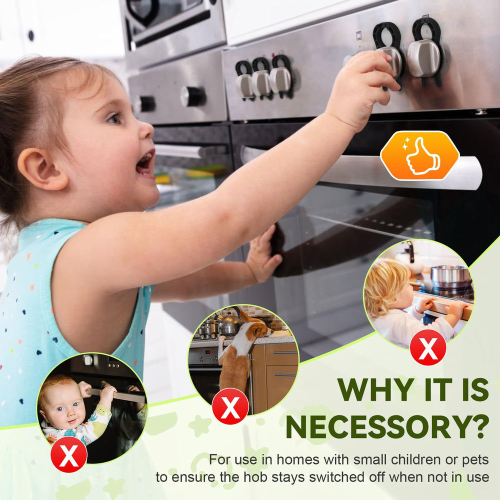 PRANITE knob locks installed on stove knobs showing secure fit