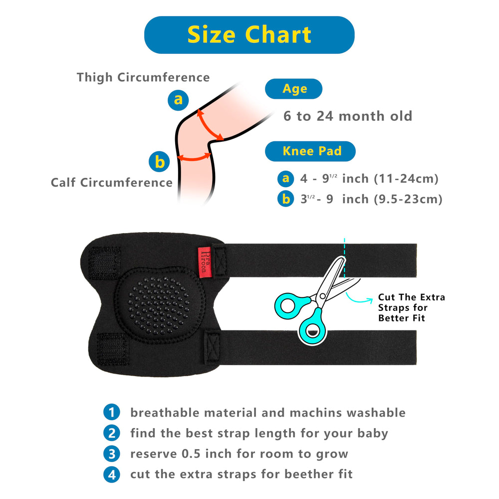 Prapiroon baby knee pads easy to put on and adjust.