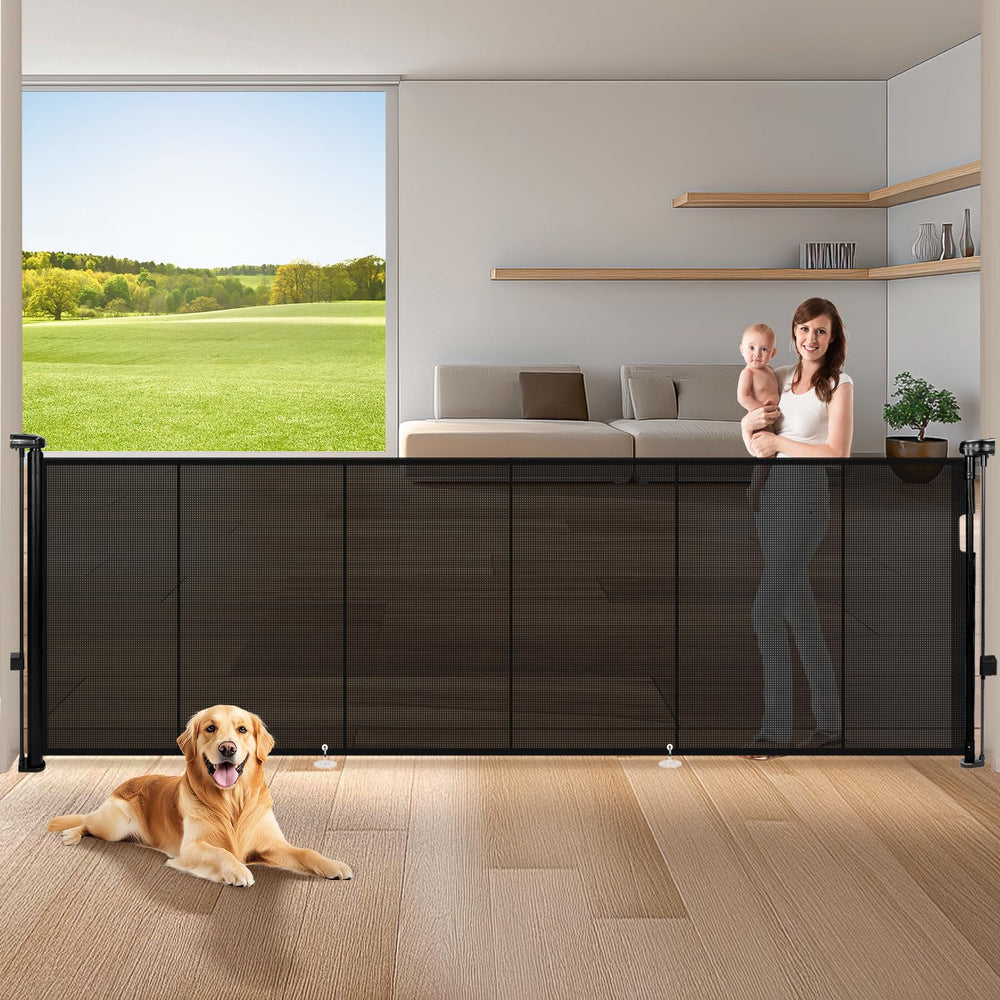 Pravoluxmax 120in retractable gate extended for wide openings and safe passage.