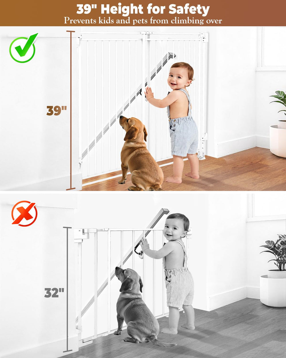 Pravoluxmax 39-inch extra tall gate shown in a doorway offers added vertical safety