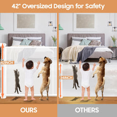 Pravoluxmax 42-inch tall gate provides extra safety for stairs and openings.