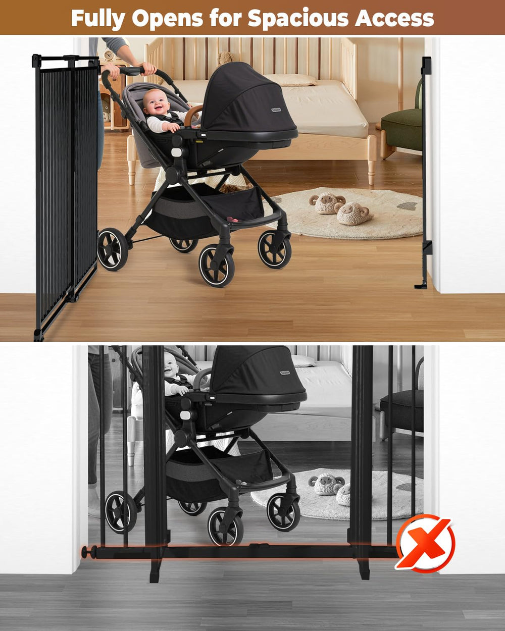 Pravoluxmax auto-close gate demonstrates hands-free closing for busy households.