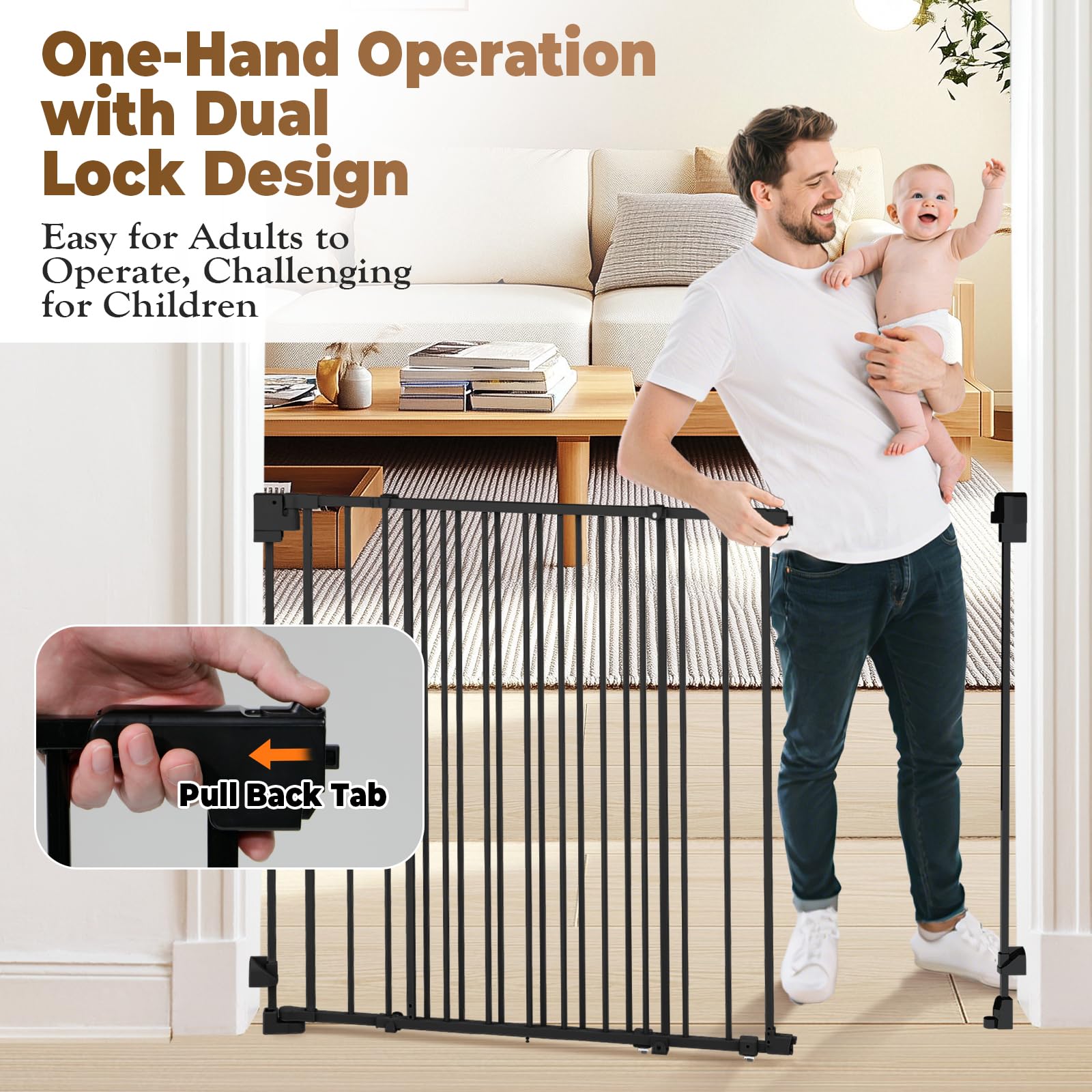 Pravoluxmax automatic-closing-feature gate automatically closes when opened between 20 and 90 degrees.