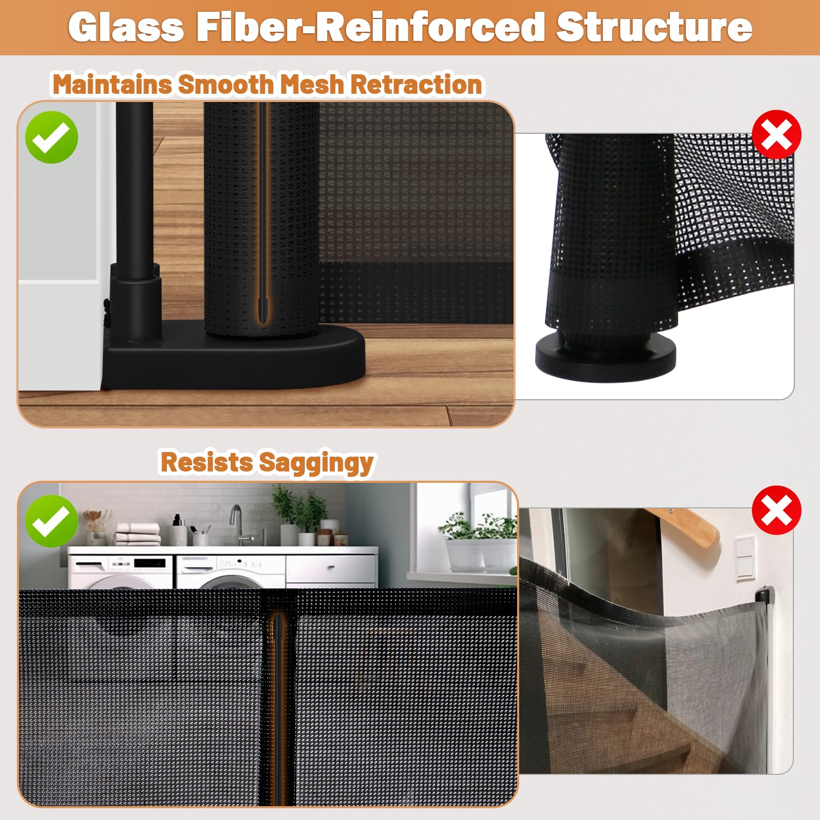 Pravoluxmax fiberglass-supported gate resists sagging and keeps mesh smooth.