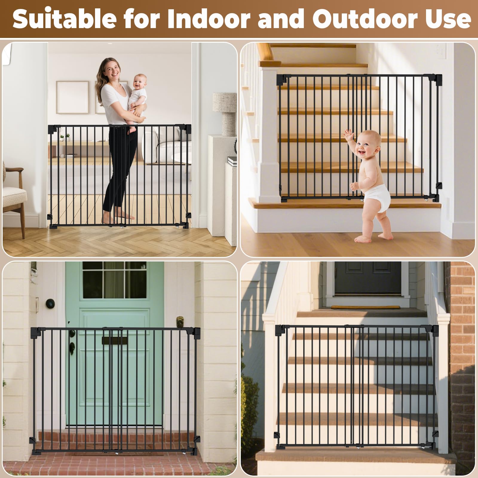 Pravoluxmax indoor-outdoor compatible pet gate helps keep entryways organized and safe.