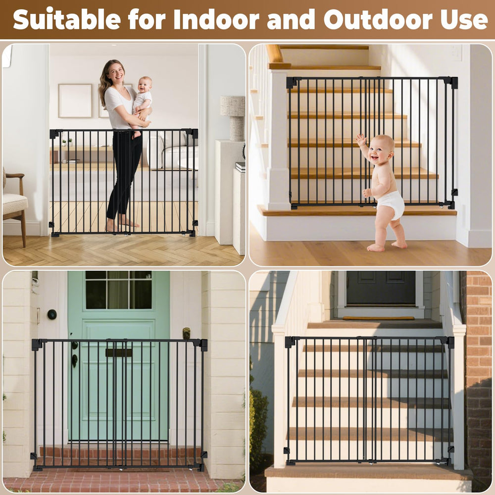 Pravoluxmax indoor-outdoor compatible pet gate helps keep entryways organized and safe.