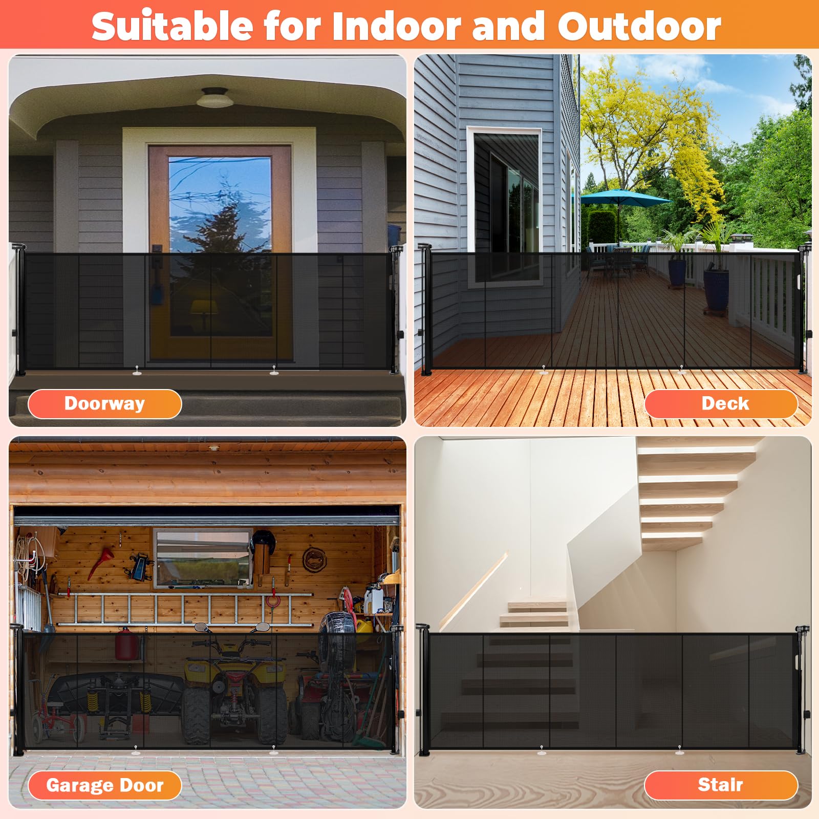 Pravoluxmax retractable gate for indoor and outdoor use in open spaces.