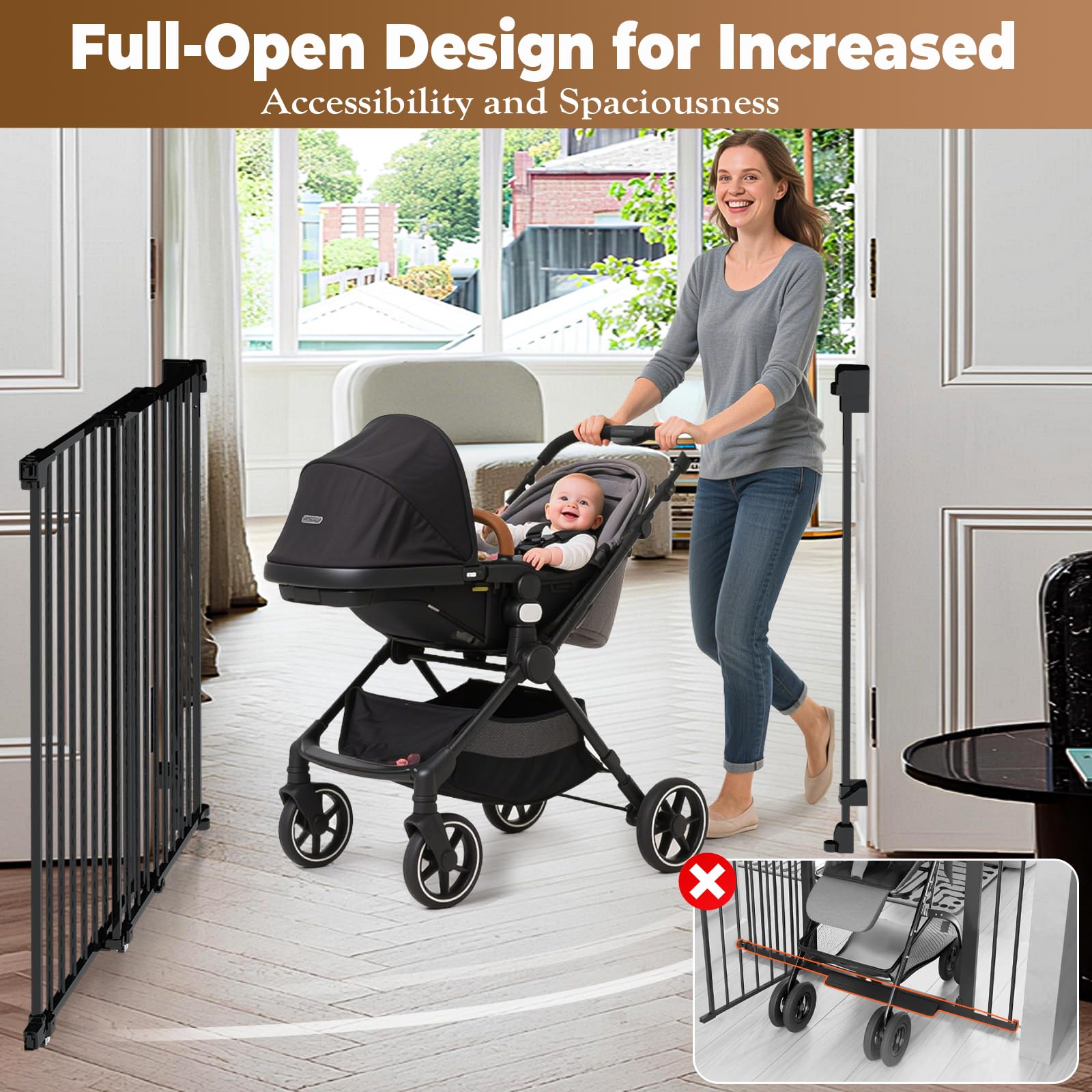 Pravoluxmax 39-inch gate with hardware-mount installation ensures sturdy security in busy households.