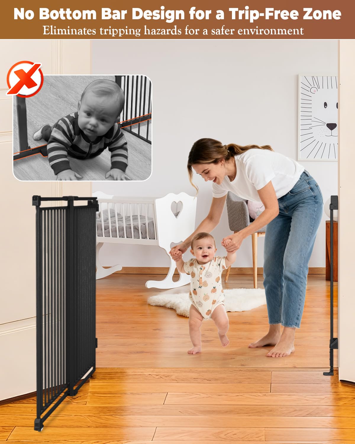 Pravoluxmax no-threshold design reduces tripping for toddlers and seniors.