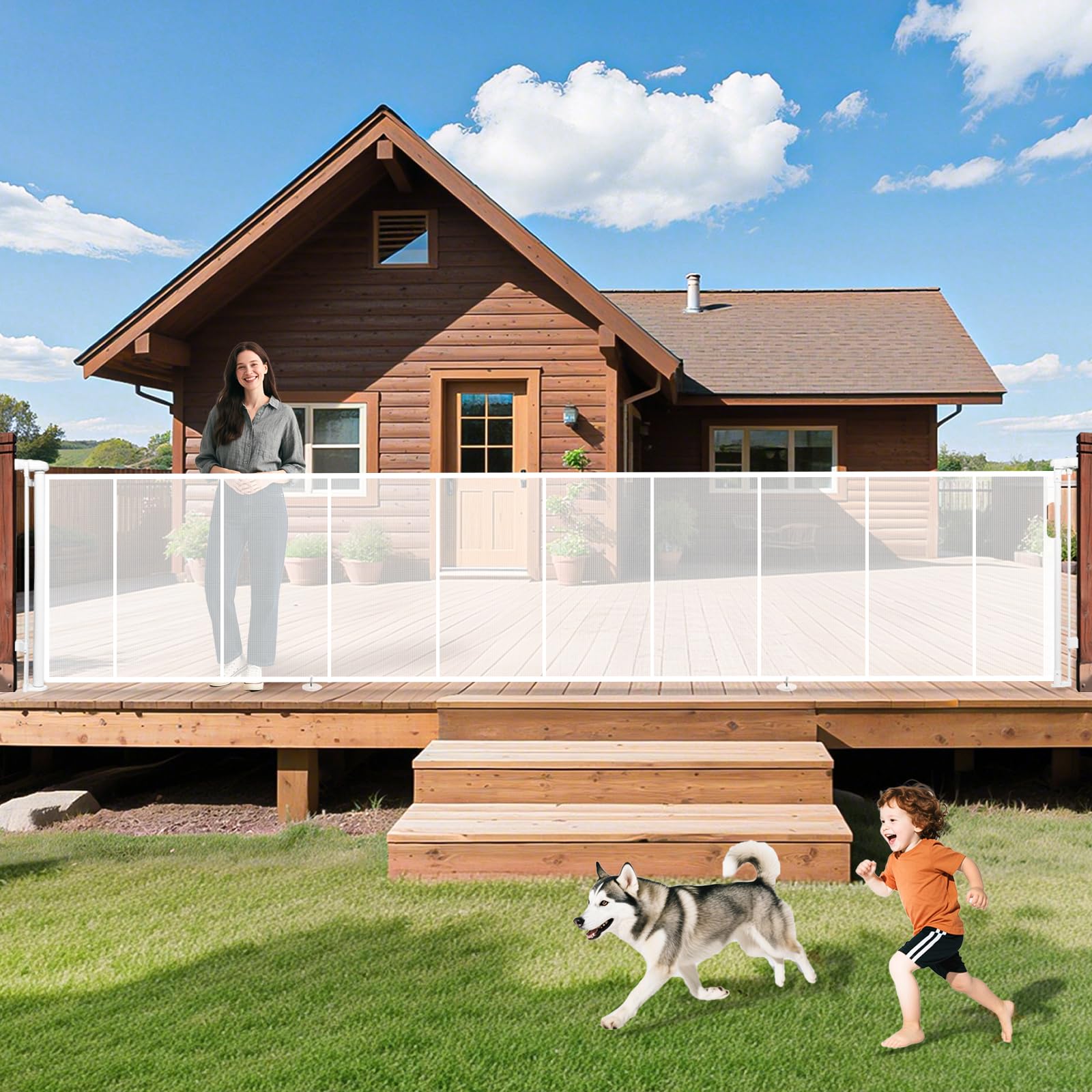 Pravoluxmax retractable gate assembly shows sturdy construction for wide openings.