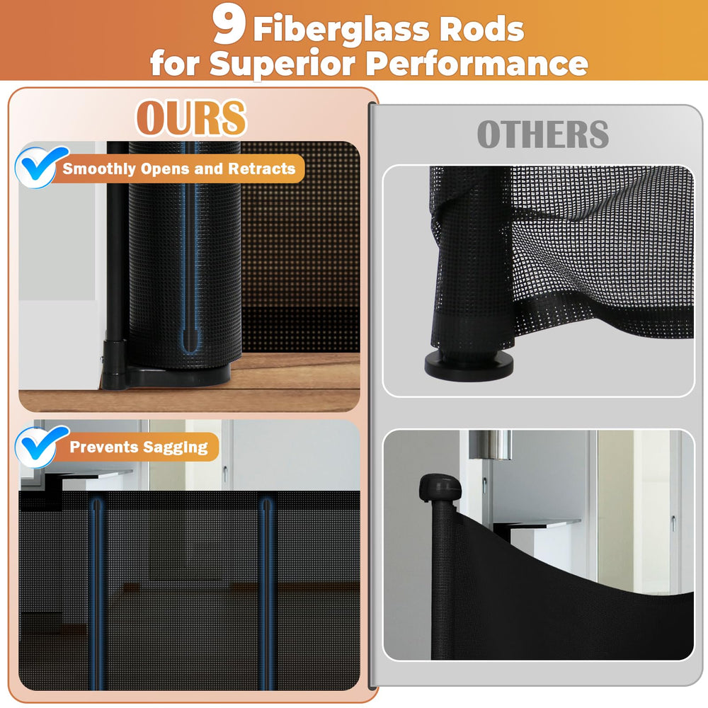 Pravoluxmax retractable gate movable brackets simplify mounting on varied baseboards.