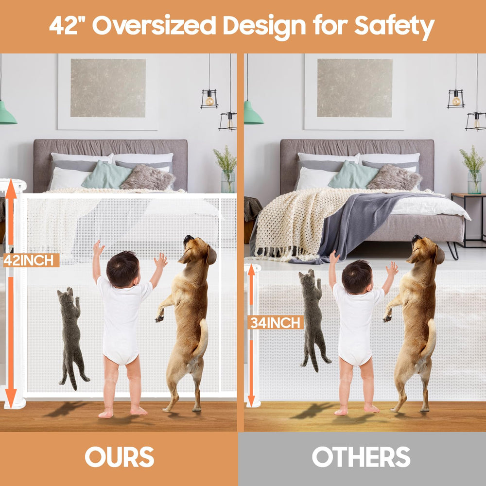 Pravoluxmax retractable gate shows 42-inch height for added safety