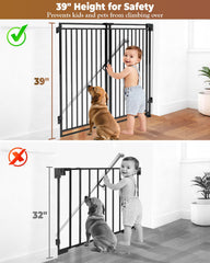 Pravoluxmax walk-through door gate allows easy access for adults with kids and pets.