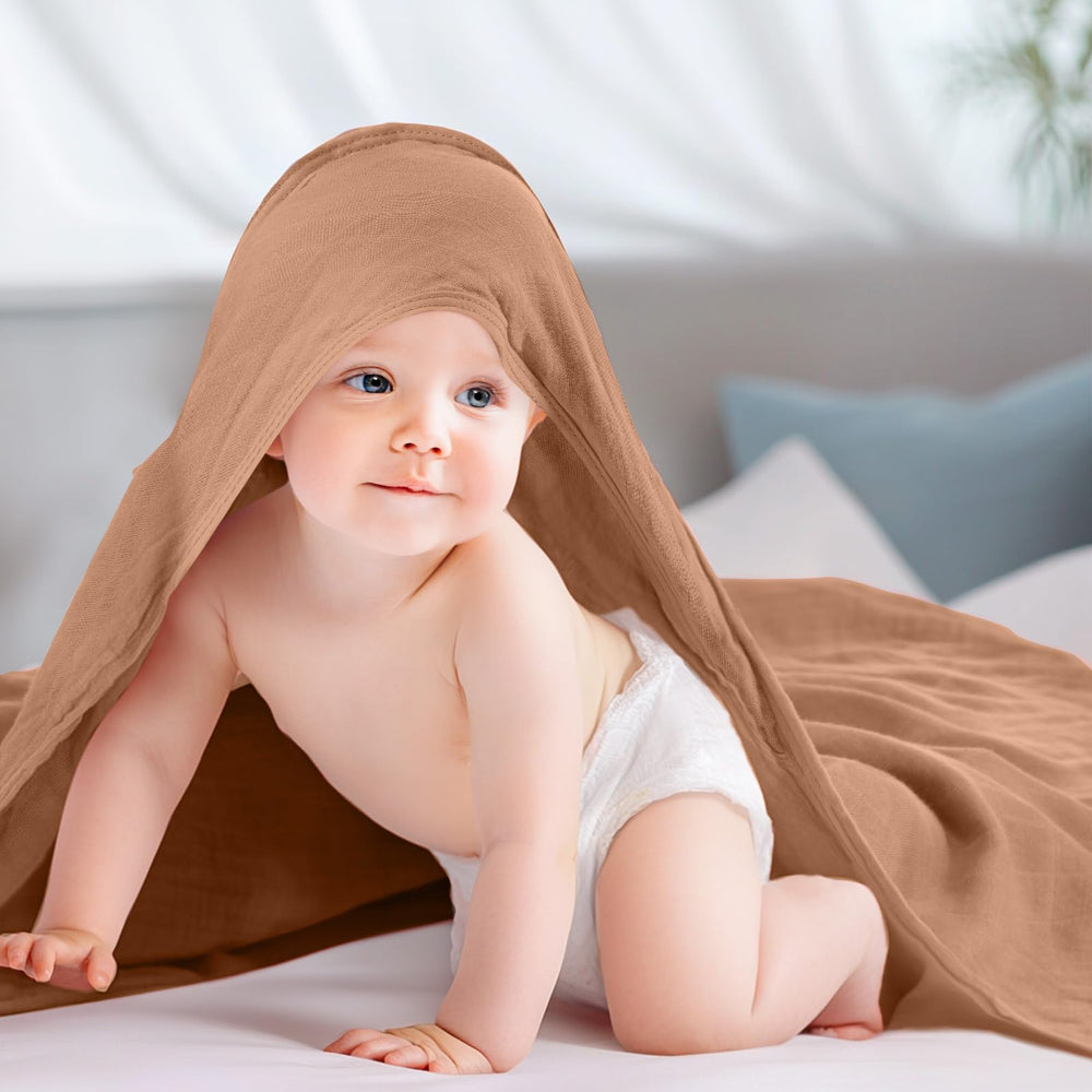 Preboun baby care bath-time scene with towels for cozy drying after bath