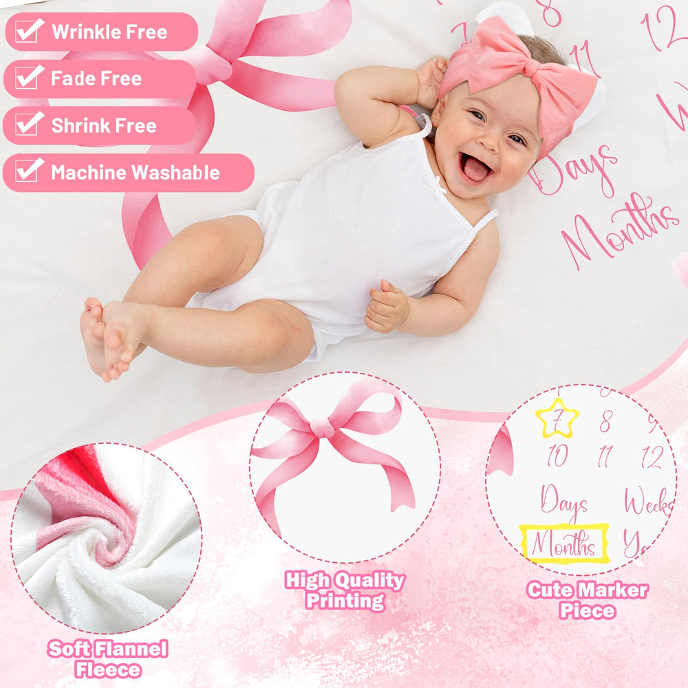 Preboun baby milestone signs mark each month during photos.